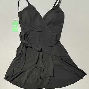 Halara V Neck Backless 2 Piece Side Pocket Adjustable Strap Mini Dress